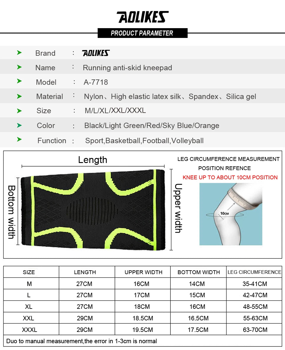 Joelheira Esportiva de Compressão AOLIKES – Suporte Elástico para Corrida, Ciclismo, Basquete e Academia