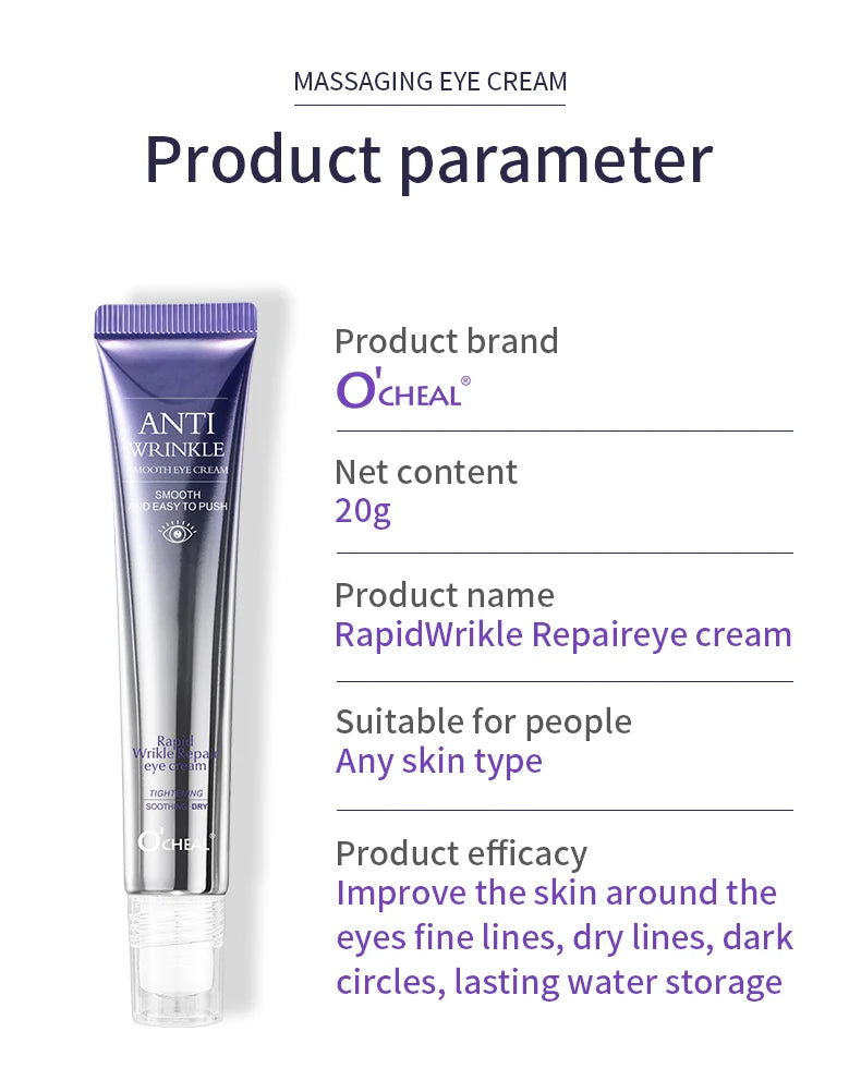 O'CHEAL Creme para Olhos com Massageador – Anti-Rugas, Anti-Olheiras e Anti-Bolsas, Hidratante com Ácido Hialurônico