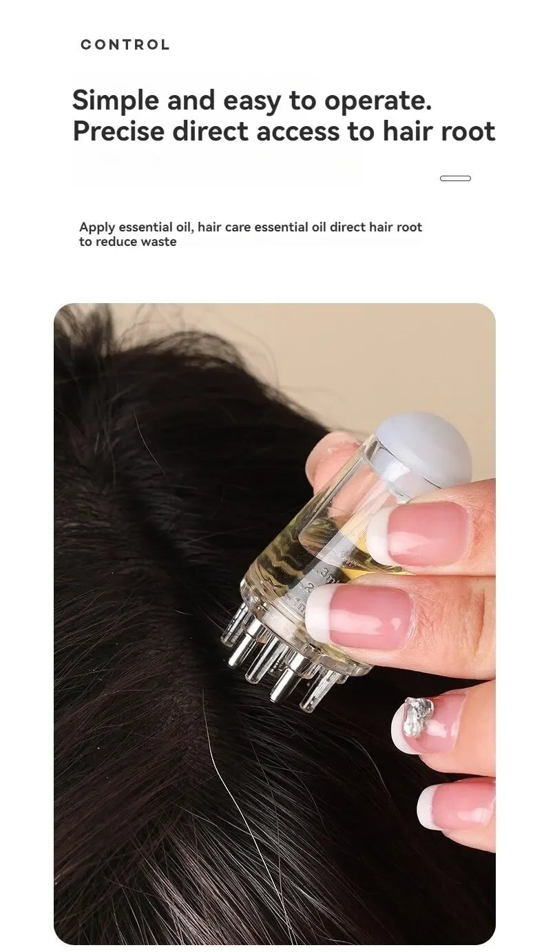 Aplicador de couro cabeludo, solução para recrescimento e estilo de cabelo, pente guia, cabeça hexagonal, bola de rolo de óleo, pente de massagem, ferramentas de relaxamento