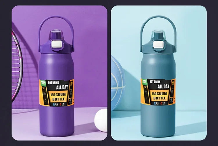 🥤 Garrafa Térmica Portátil em Aço Inoxidável 304 – Isolamento a Vácuo para Bebidas Frias e Quentes com Canudo | Ideal para Esportes e Viagens
