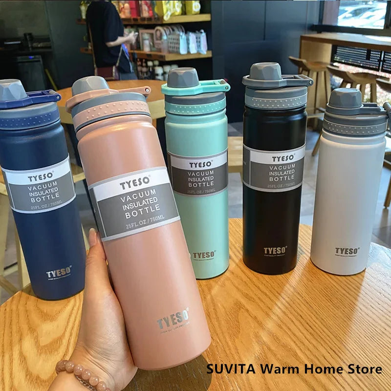 đ§đ„ Garrafa TĂ©rmica TYESO 750ml Inox â Isolamento a VĂĄcuo | Copo de Viagem Infantil e Adulto | Caneca TĂ©rmica para CafĂ© e Bebidas Frias