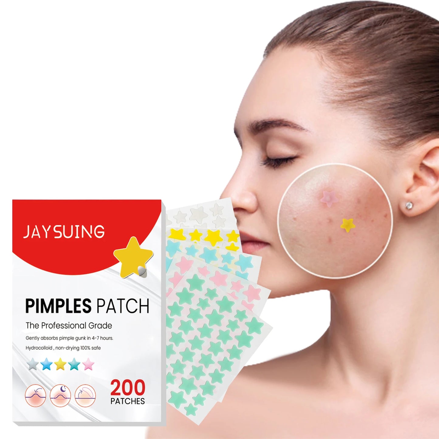 Adesivos Hidrocolóides para Acne – Tratamento Invisível de Espinhas e Manchas, 200 Peças