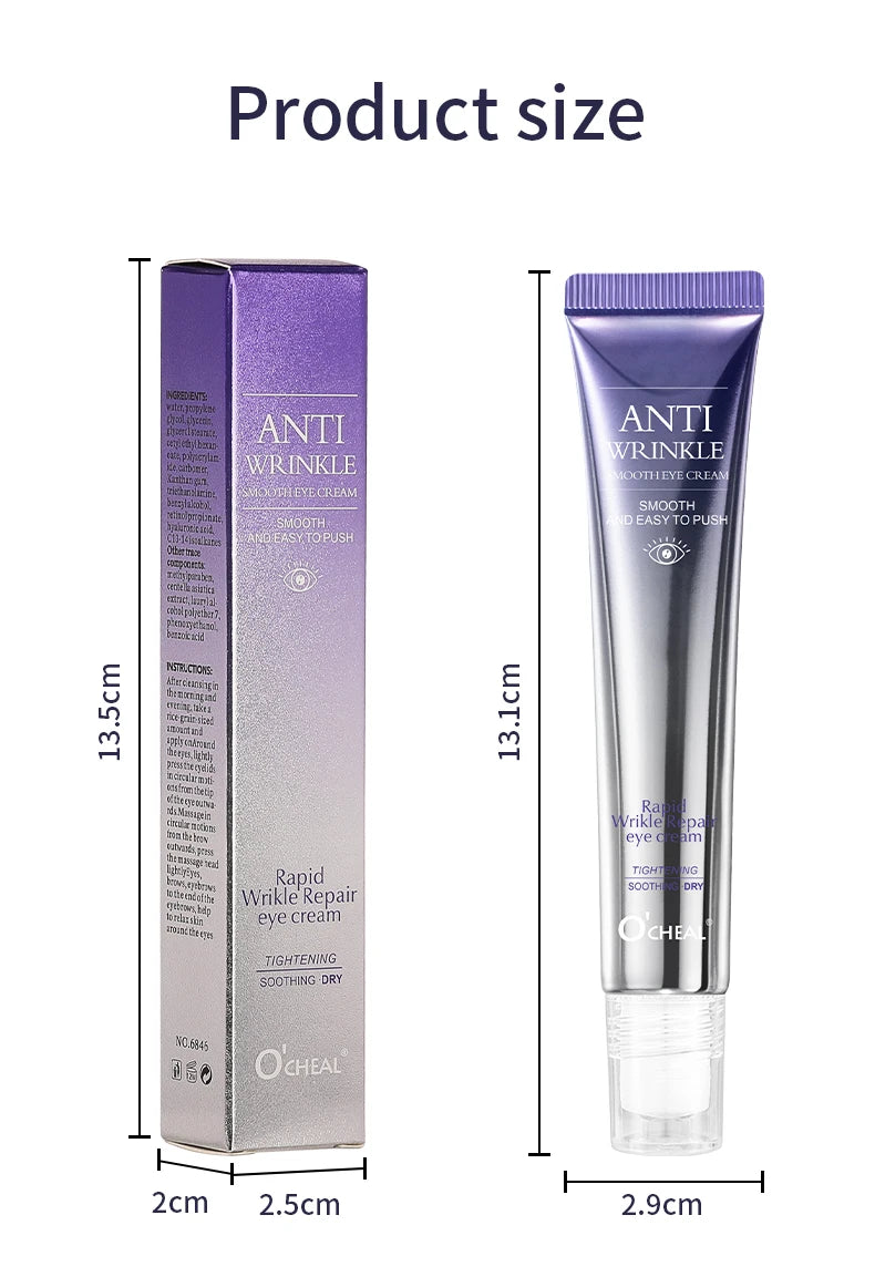 O'CHEAL Creme para Olhos com Massageador – Anti-Rugas, Anti-Olheiras e Anti-Bolsas, Hidratante com Ácido Hialurônico
