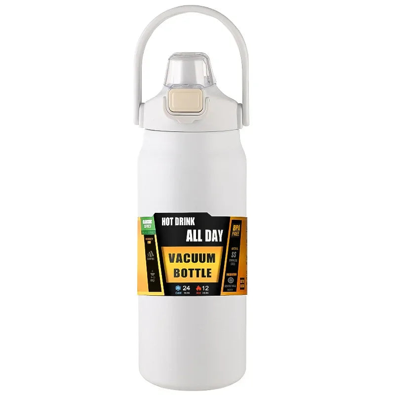 🥤 Garrafa Térmica Portátil em Aço Inoxidável 304 – Isolamento a Vácuo para Bebidas Frias e Quentes com Canudo | Ideal para Esportes e Viagens