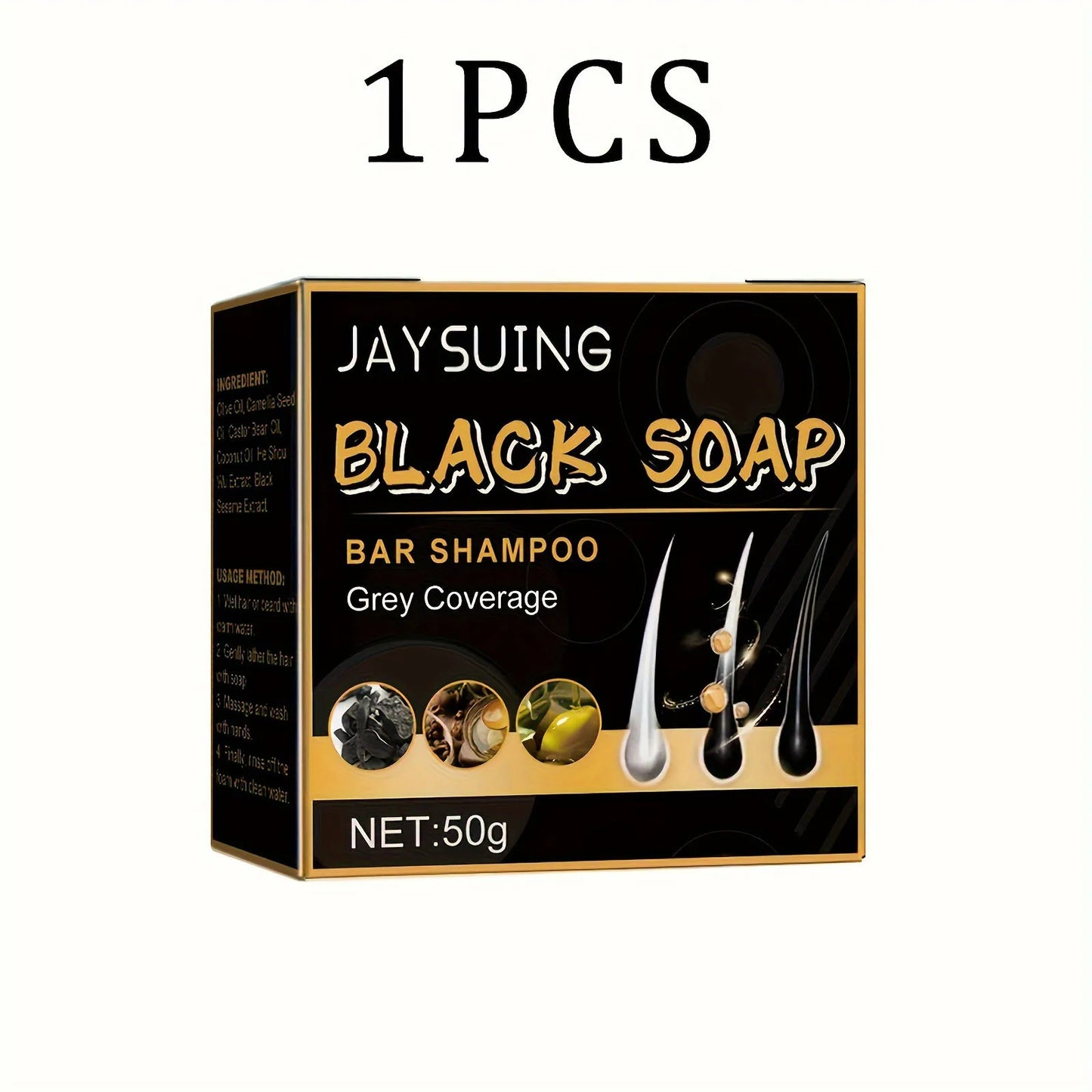 Barra de Shampoo para Cobertura de Cabelos Grisalhos – Reparação, Nutrição e Escurecimento Natural