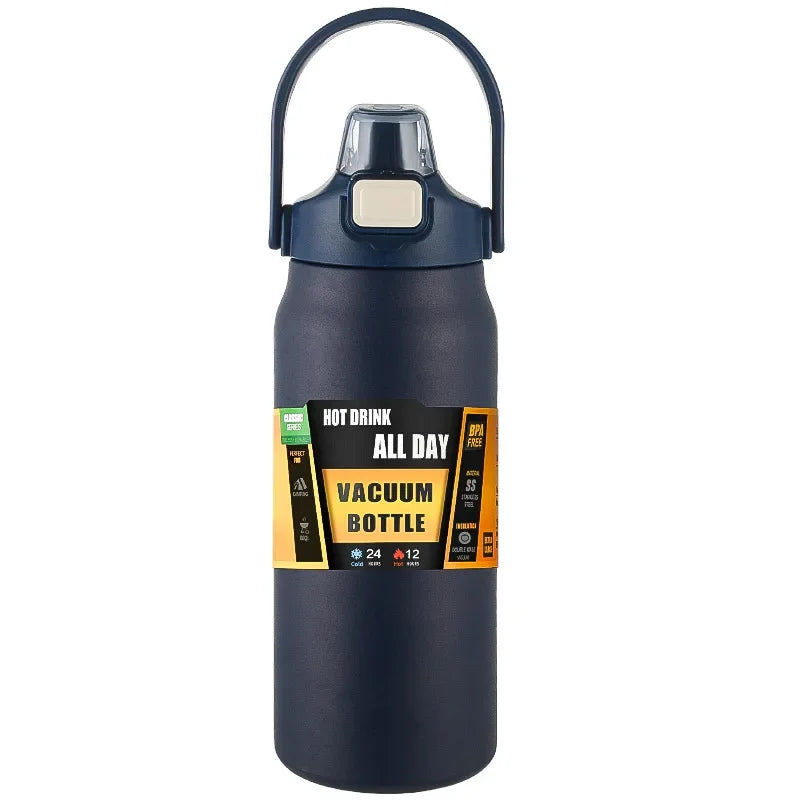 🥤 Garrafa Térmica Portátil em Aço Inoxidável 304 – Isolamento a Vácuo para Bebidas Frias e Quentes com Canudo | Ideal para Esportes e Viagens