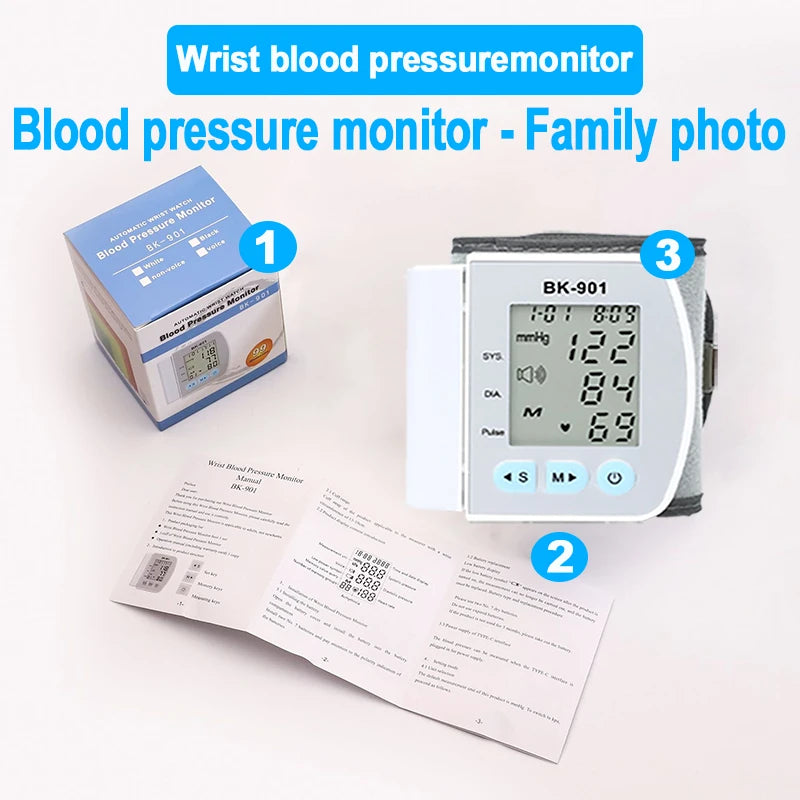 Monitor de Pressão Arterial de Pulso Digital – Medidor com Tela LCD, Frequência Cardíaca e Pulso | Portátil e Fácil de Usar