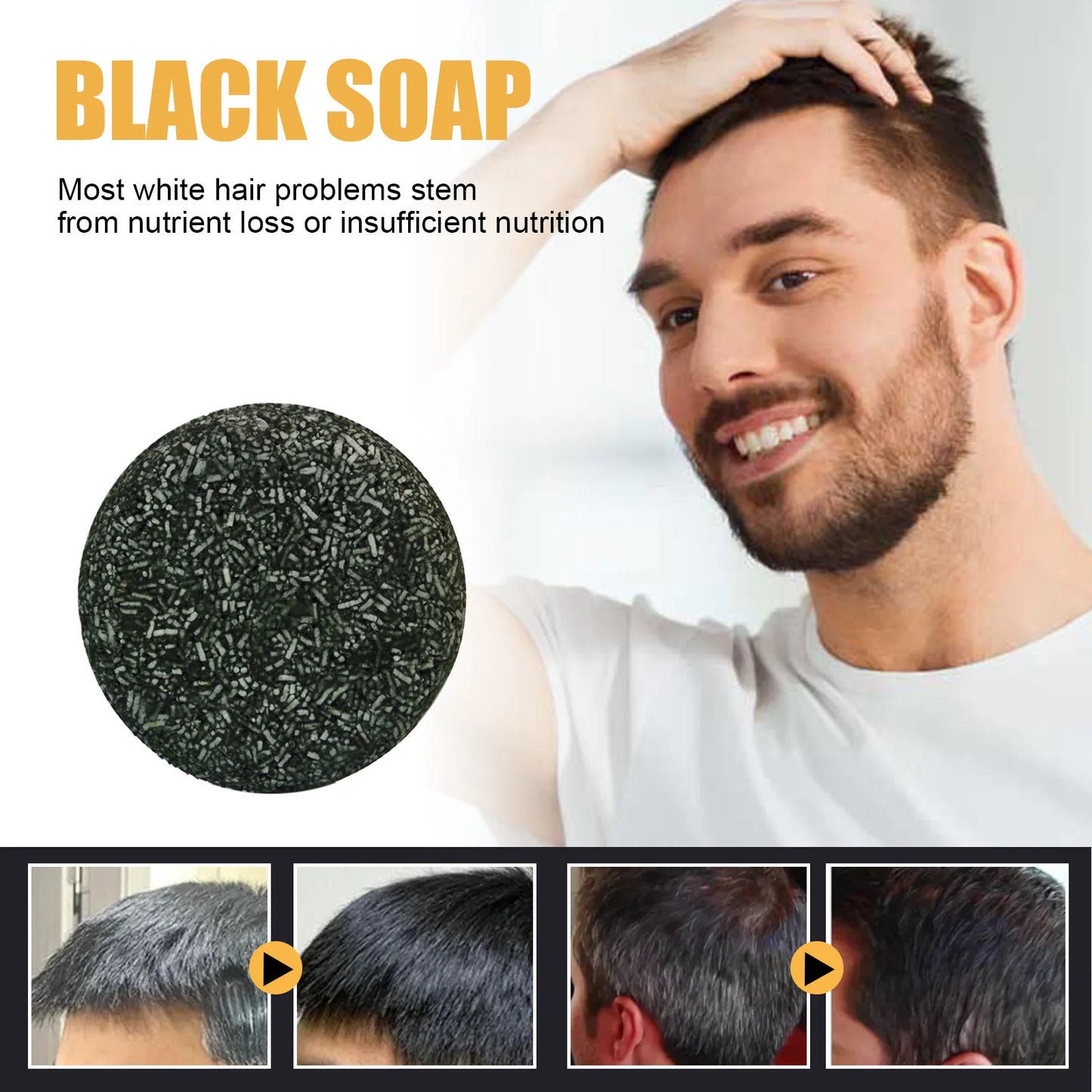 Barra de Shampoo para Cobertura de Cabelos Grisalhos – Reparação, Nutrição e Escurecimento Natural