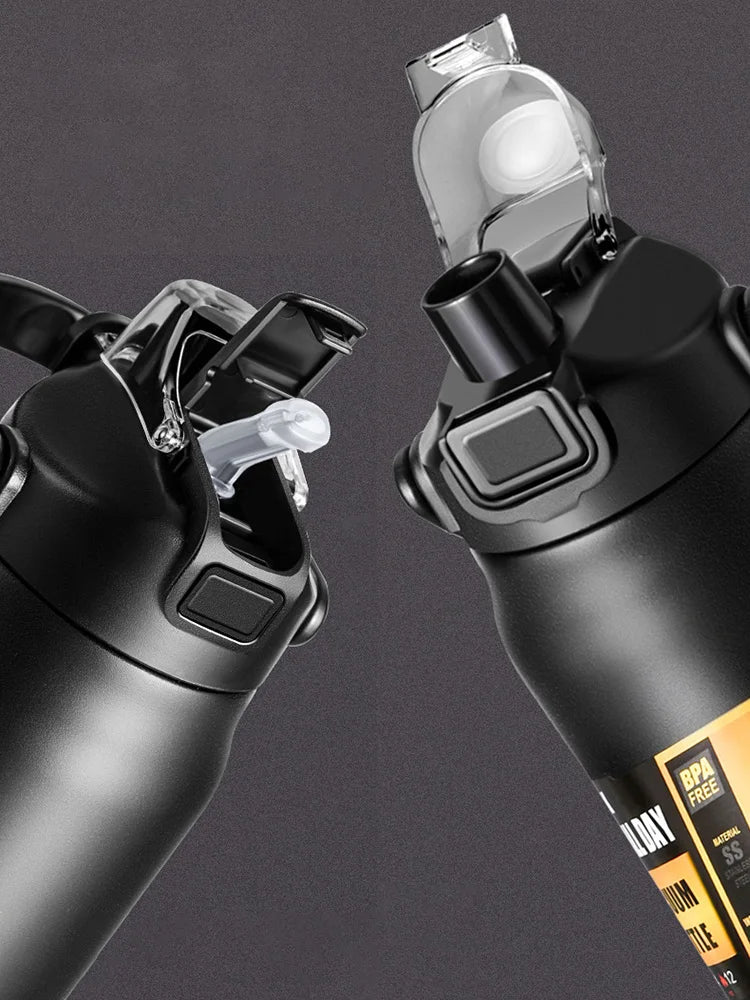 🥤 Garrafa Térmica Portátil em Aço Inoxidável 304 – Isolamento a Vácuo para Bebidas Frias e Quentes com Canudo | Ideal para Esportes e Viagens