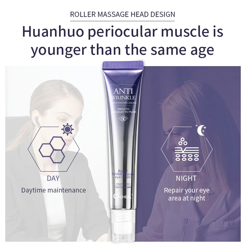O'CHEAL Creme para Olhos com Massageador – Anti-Rugas, Anti-Olheiras e Anti-Bolsas, Hidratante com Ácido Hialurônico