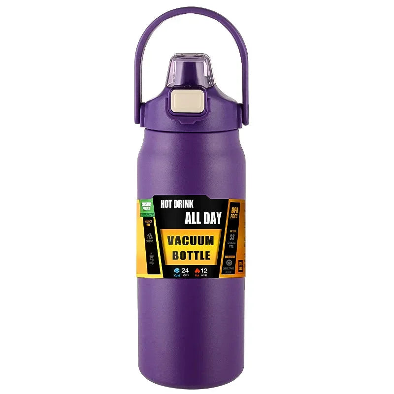 🥤 Garrafa Térmica Portátil em Aço Inoxidável 304 – Isolamento a Vácuo para Bebidas Frias e Quentes com Canudo | Ideal para Esportes e Viagens