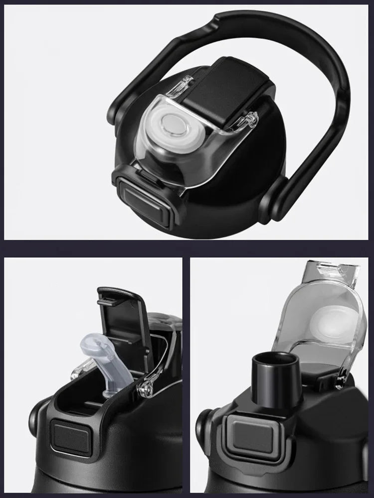🥤 Garrafa Térmica Portátil em Aço Inoxidável 304 – Isolamento a Vácuo para Bebidas Frias e Quentes com Canudo | Ideal para Esportes e Viagens