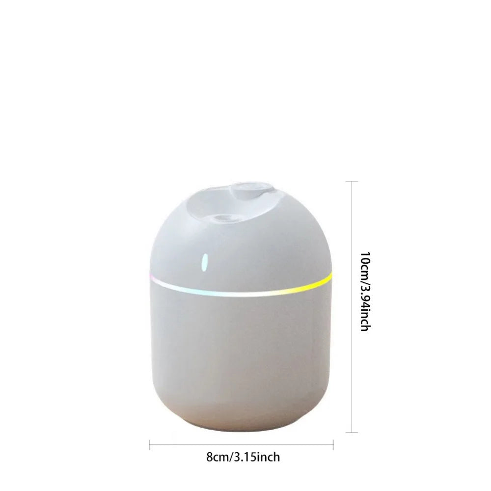 Umidificador de Ar 270ml com Luz Noturna LED – Difusor de Aroma USB com Névoa Fria e Desligamento Automático | Para Escritório e Casa