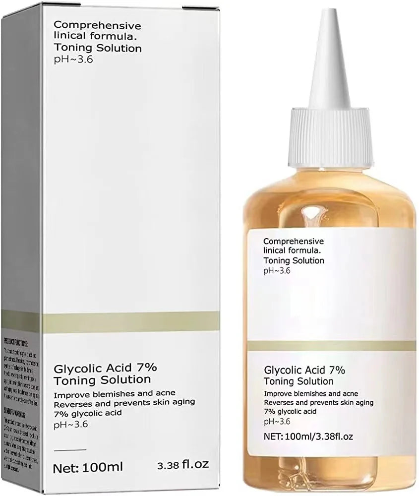 Solução Tonificante com Ácido Glicólico 7% – 100ml | Hidratação, Controle de Acne e Rejuvenescimento da Pele