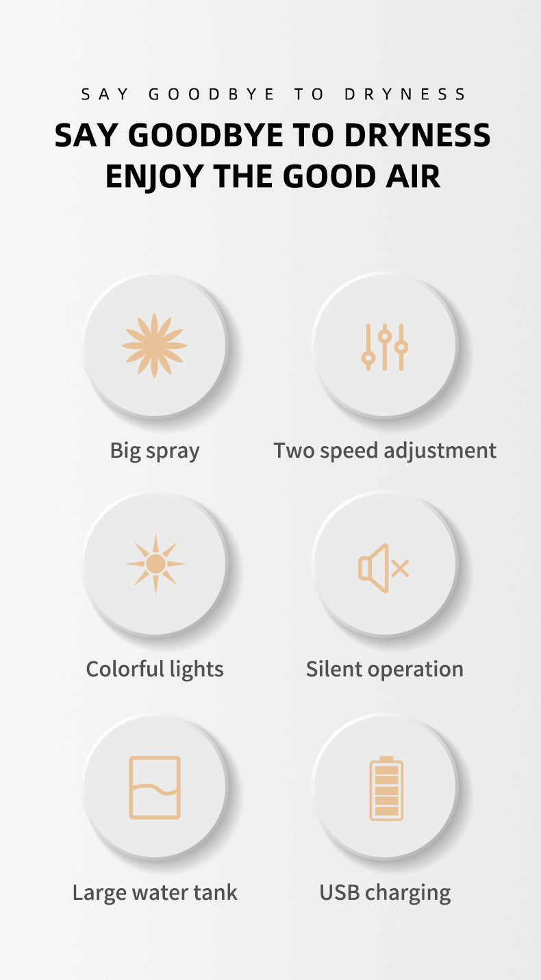 Umidificador de Ar 270ml com Luz Noturna LED – Difusor de Aroma USB com Névoa Fria e Desligamento Automático | Para Escritório e Casa