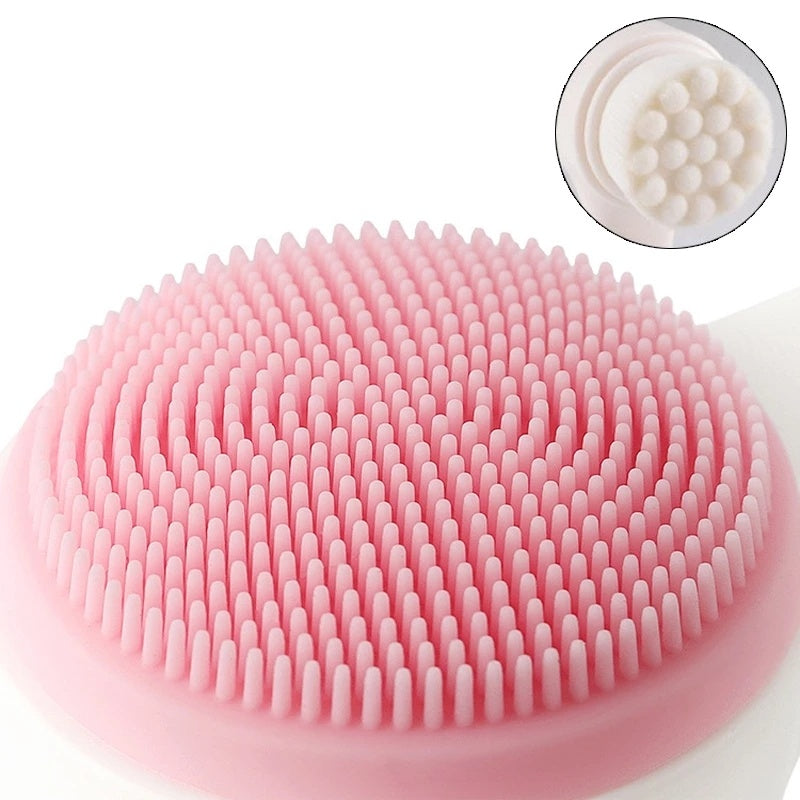 Escova de limpeza facial de silicone dupla face para cuidados com a pele, limpeza facial, vibração, massagem facial, produto de lavagem