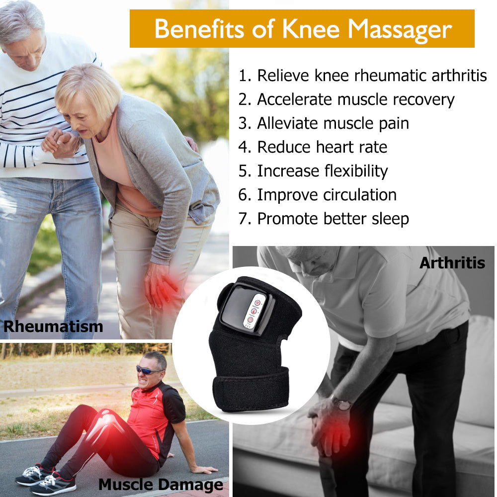 Massageador elétrico de joelho com aquecimento infravermelho, envoltório para cotovelo, suporte para articulação, terapia de vibração, máquina de fisioterapia, alívio da dor