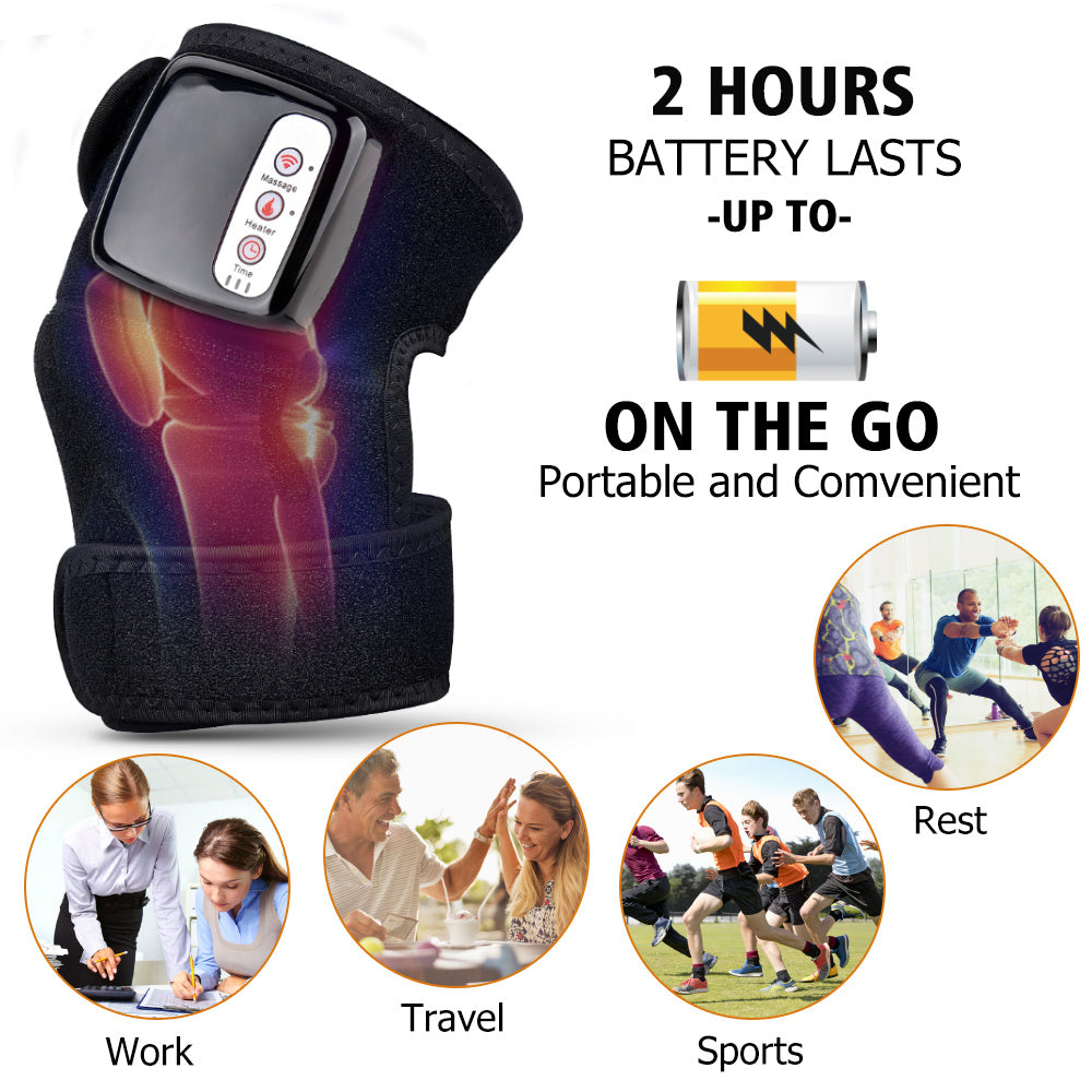 Massageador elétrico de joelho com aquecimento infravermelho, envoltório para cotovelo, suporte para articulação, terapia de vibração, máquina de fisioterapia, alívio da dor