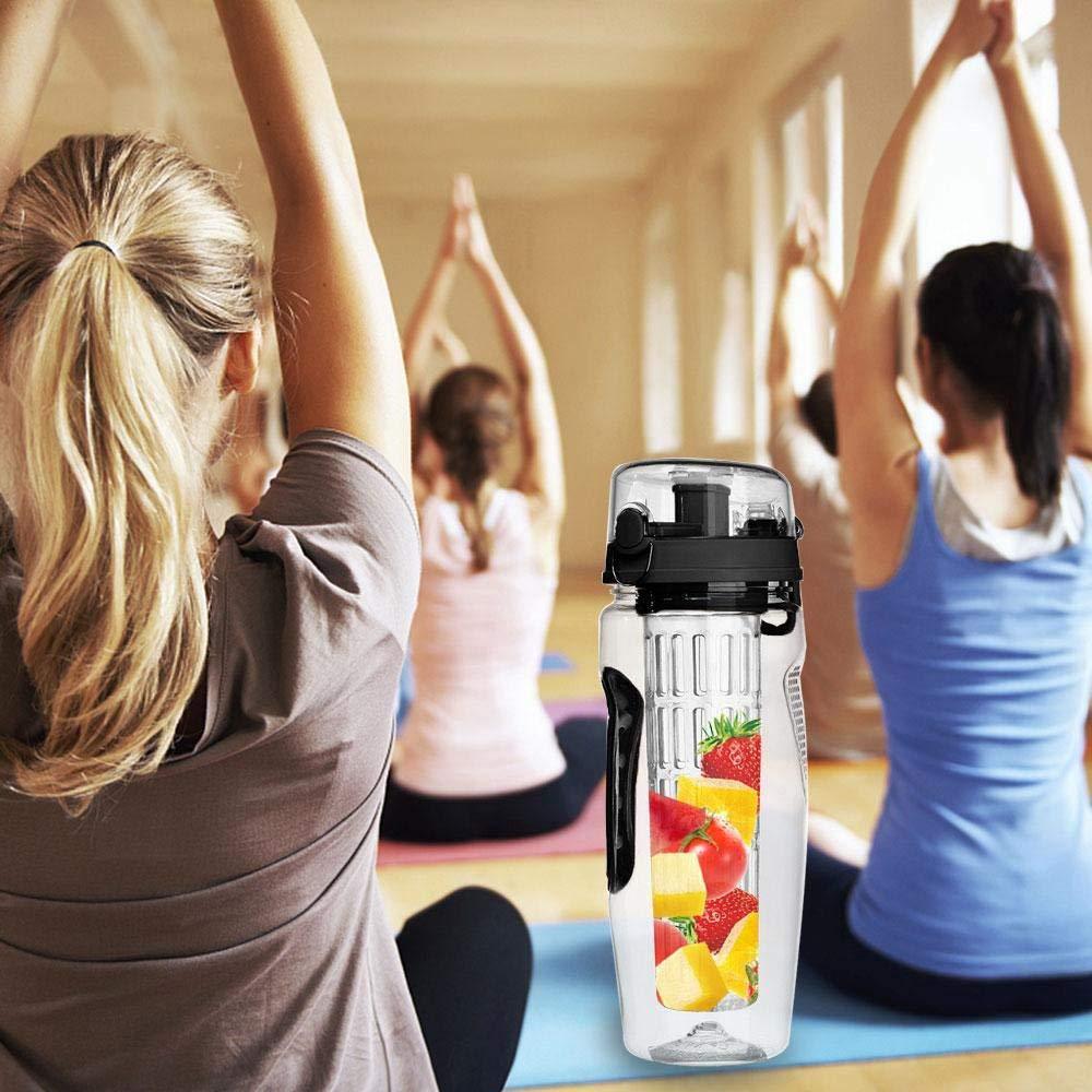 Garrafa de água com infusor de frutas de 32 onças, garrafa de água de frutas sem BPA, garrafa de plástico esportivo com infusor de frutas, coqueteleira e garrafa de água para beber