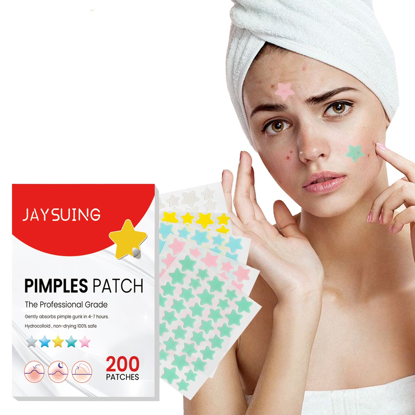 Adesivos Hidrocolóides para Acne – Tratamento Invisível de Espinhas e Manchas, 200 Peças