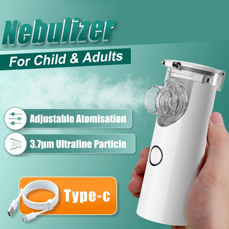 Nebulizador Médico Portátil de Malha Silenciosa – Inalador para Asma, Crianças e Adultos | Mini Atomizador USB com Umidificação
