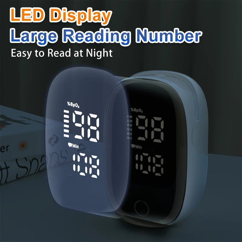 🩺 Oxímetro de Pulso Portátil – Medidor de Saturação de Oxigênio (SpO2) e Frequência Cardíaca com Display LED | Uso na Ponta do Dedo