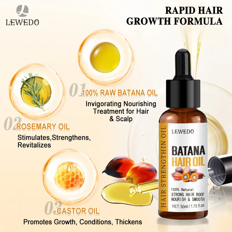 Lewedo Naturals Óleo de Batana Puro – Crescimento Rápido e Cuidado Saudável para Cabelos Masculinos e Femininos