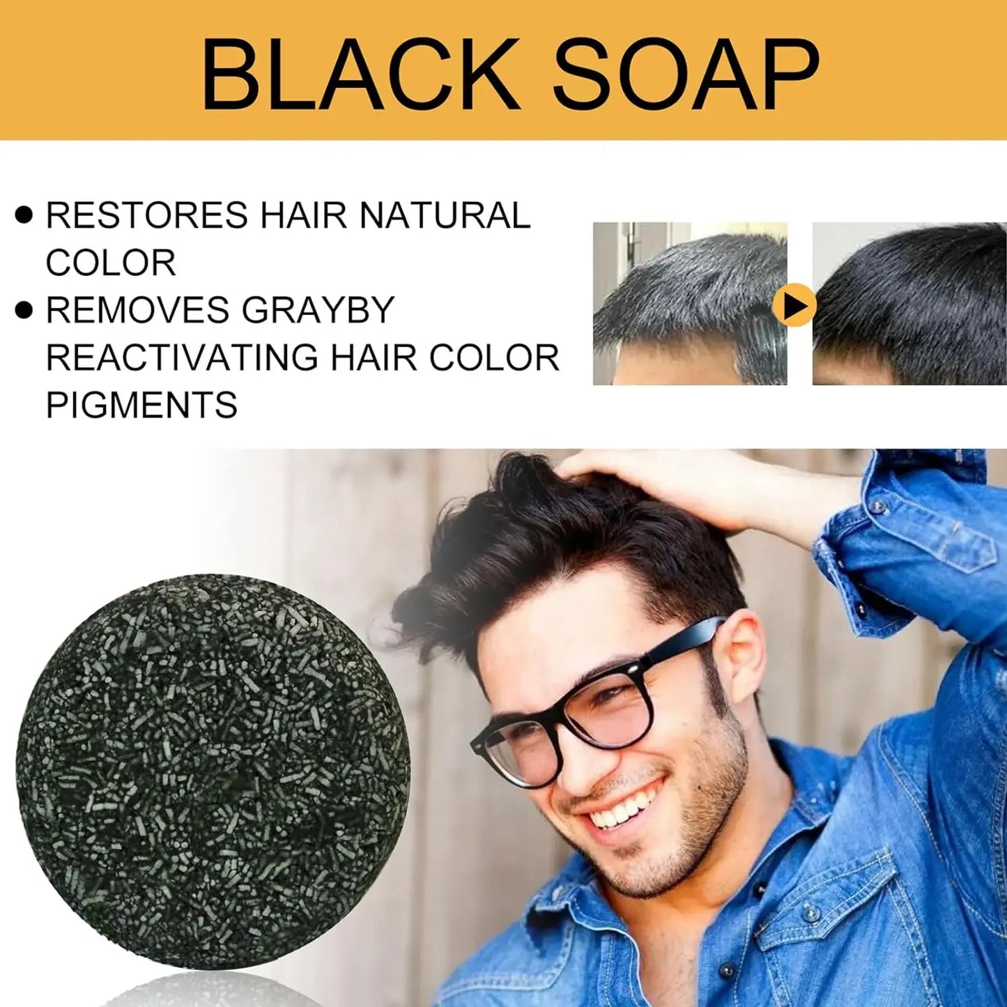 Barra de Shampoo para Cobertura de Cabelos Grisalhos – Reparação, Nutrição e Escurecimento Natural