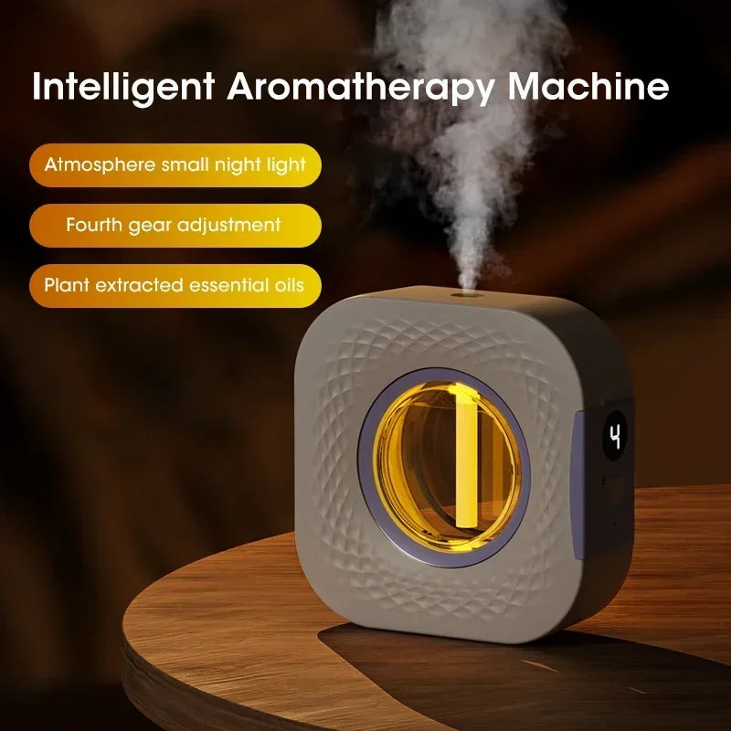 Difusor de Aroma Inteligente com Display Digital – Purificador de Ar com 4 Níveis de Intensidade | Para Óleos Essenciais | USB, Mesa ou Parede
