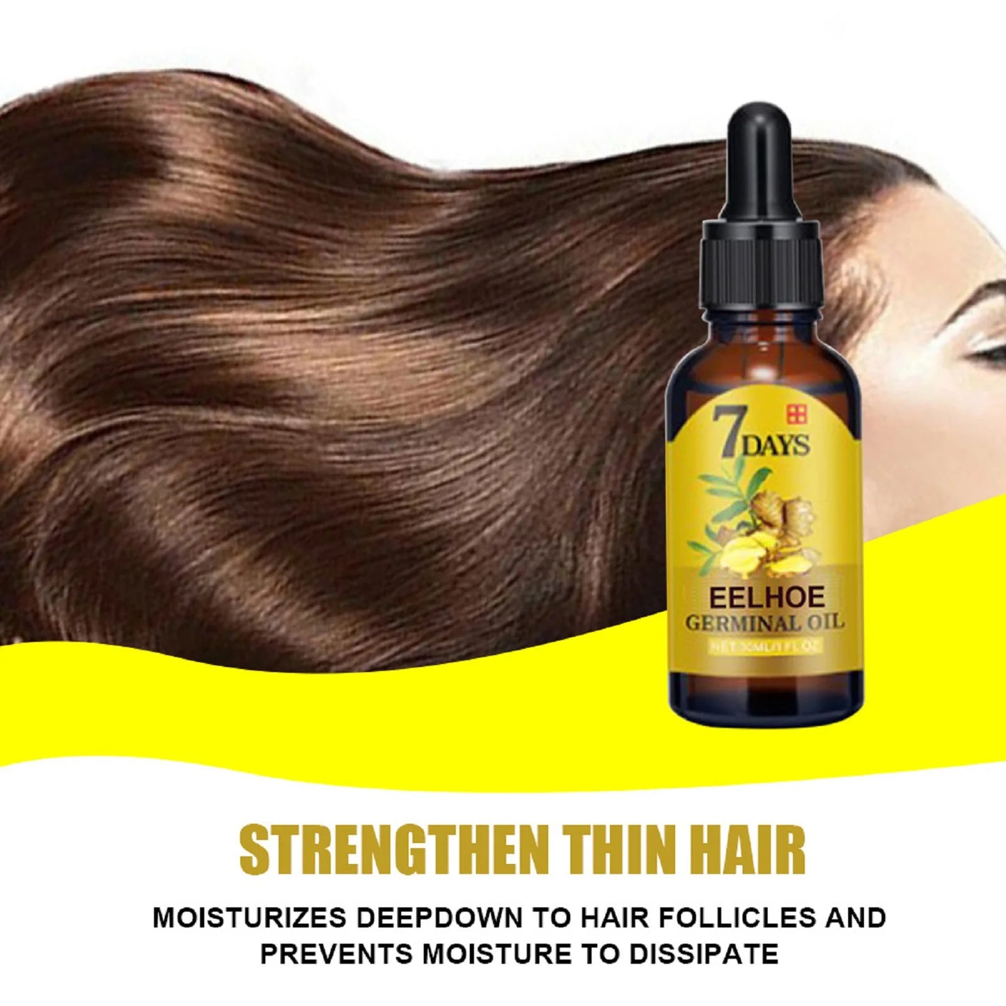 Óleo de Gengibre para Cuidados com o Cabelo – Tratamento Fortalecedor do Couro Cabeludo e Raízes