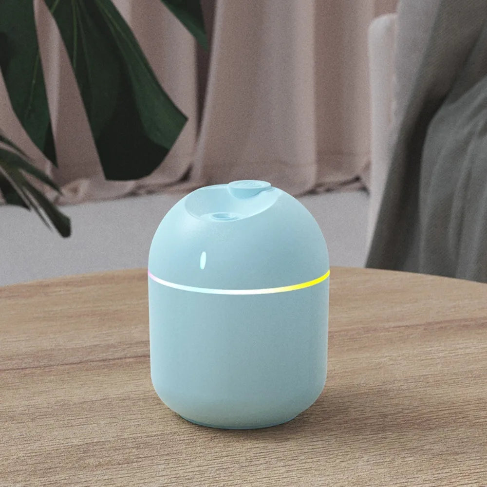 Umidificador de Ar 270ml com Luz Noturna LED – Difusor de Aroma USB com Névoa Fria e Desligamento Automático | Para Escritório e Casa