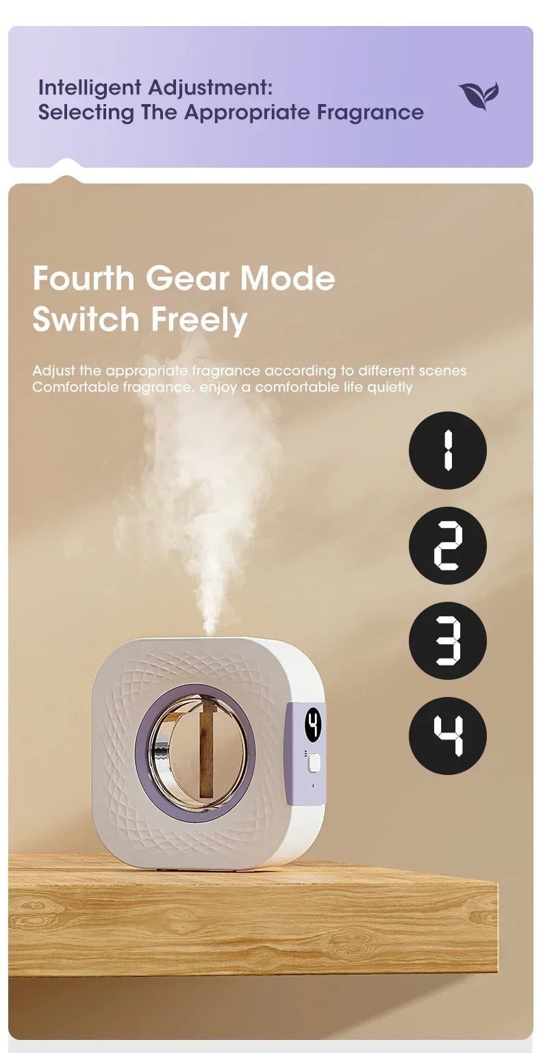 Difusor de Aroma Inteligente com Display Digital – Purificador de Ar com 4 Níveis de Intensidade | Para Óleos Essenciais | USB, Mesa ou Parede