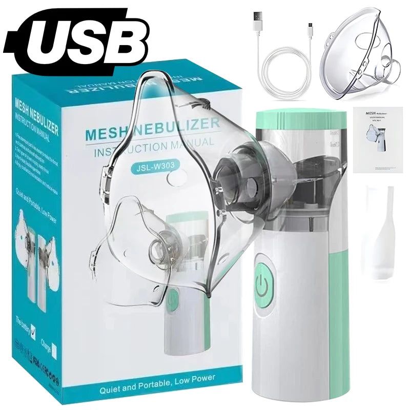 Nebulizador Médico Portátil de Malha Silenciosa – Inalador para Asma, Crianças e Adultos | Mini Atomizador USB com Umidificação