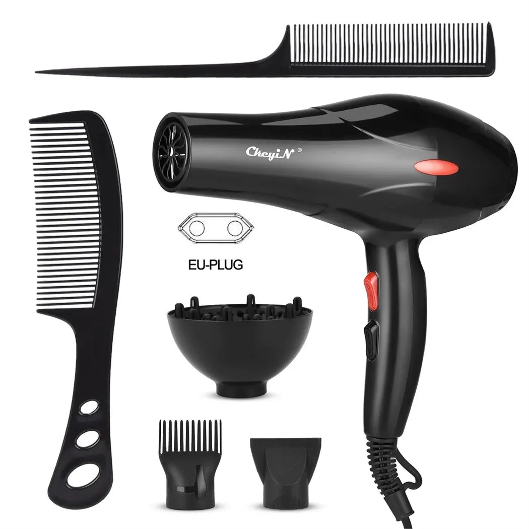 CkeyiN-profissional íon negativo cabelo secador, sopro quente e frio, salão ventilador, difusor, concentrador bocal, uso doméstico, 1600W