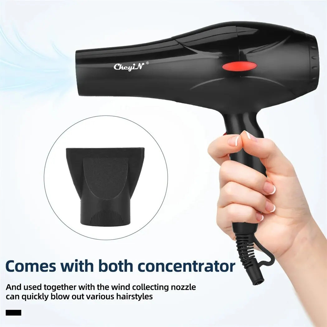 CkeyiN-profissional íon negativo cabelo secador, sopro quente e frio, salão ventilador, difusor, concentrador bocal, uso doméstico, 1600W
