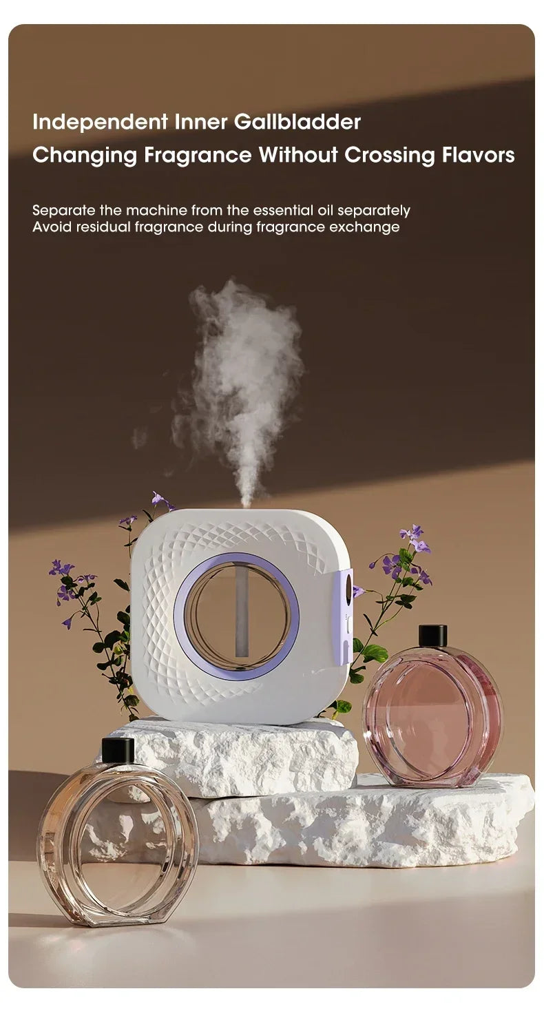Difusor de Aroma Inteligente com Display Digital – Purificador de Ar com 4 Níveis de Intensidade | Para Óleos Essenciais | USB, Mesa ou Parede