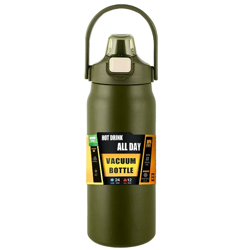 🥤 Garrafa Térmica Portátil em Aço Inoxidável 304 – Isolamento a Vácuo para Bebidas Frias e Quentes com Canudo | Ideal para Esportes e Viagens