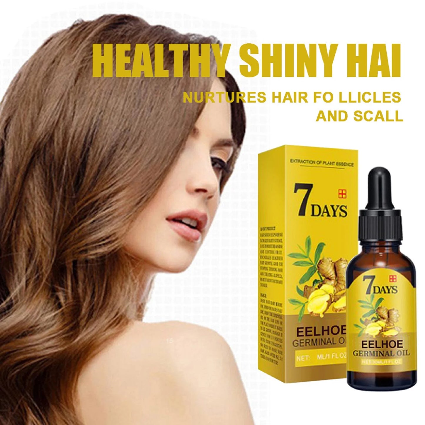 Óleo de Gengibre para Cuidados com o Cabelo – Tratamento Fortalecedor do Couro Cabeludo e Raízes