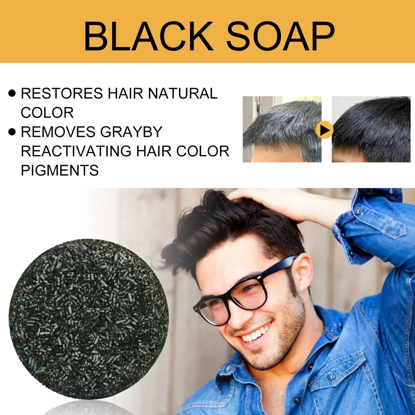 Barra de Shampoo para Cobertura de Cabelos Grisalhos – Reparação, Nutrição e Escurecimento Natural