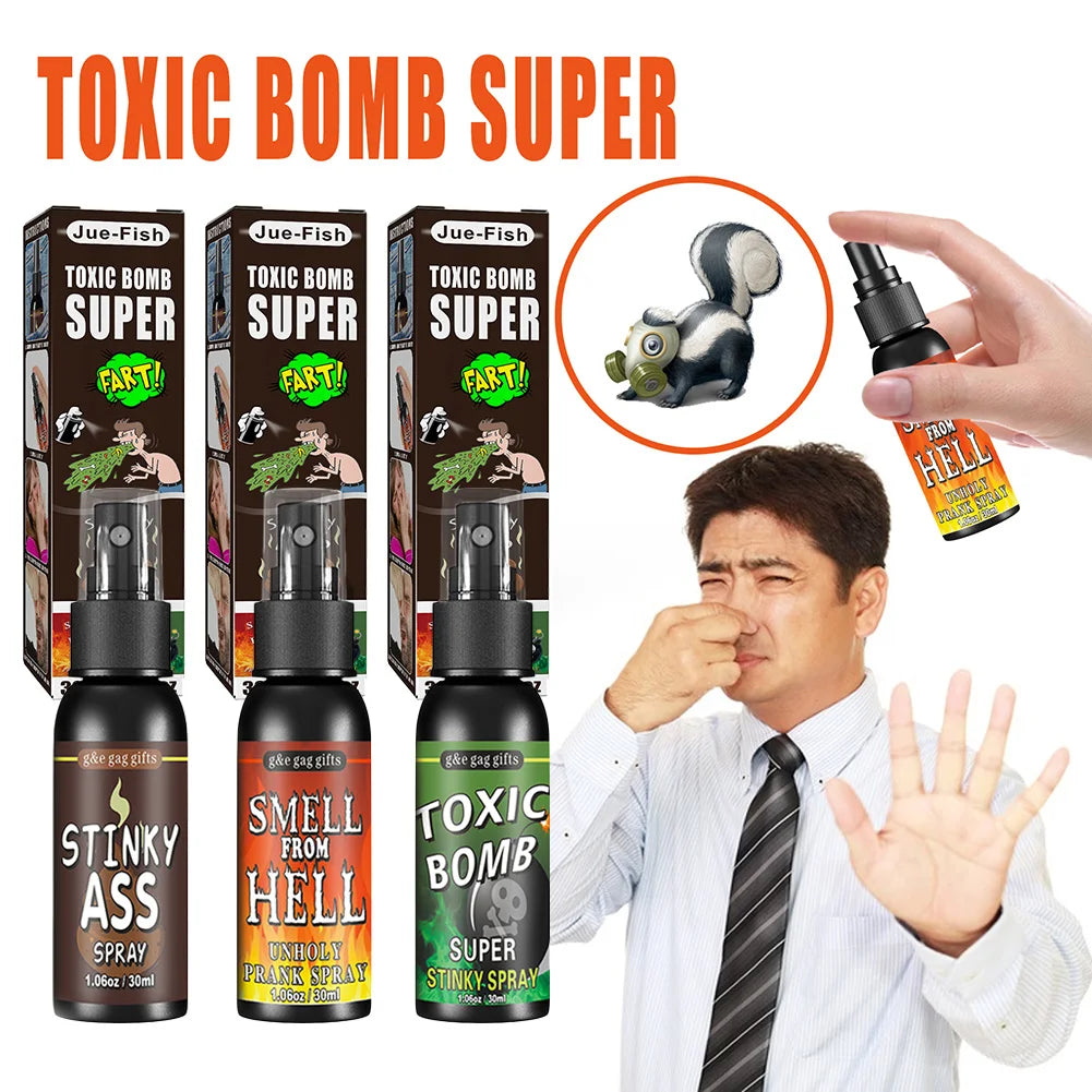Plastic Gag Spray Can para adultos e crianças, não tóxico, brinquedos engraçados, fedido, brincadeira, festa de Halloween, 30ml