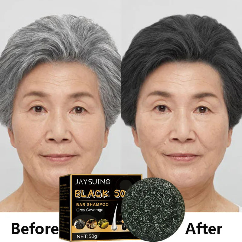 Barra de Shampoo para Cobertura de Cabelos Grisalhos – Reparação, Nutrição e Escurecimento Natural