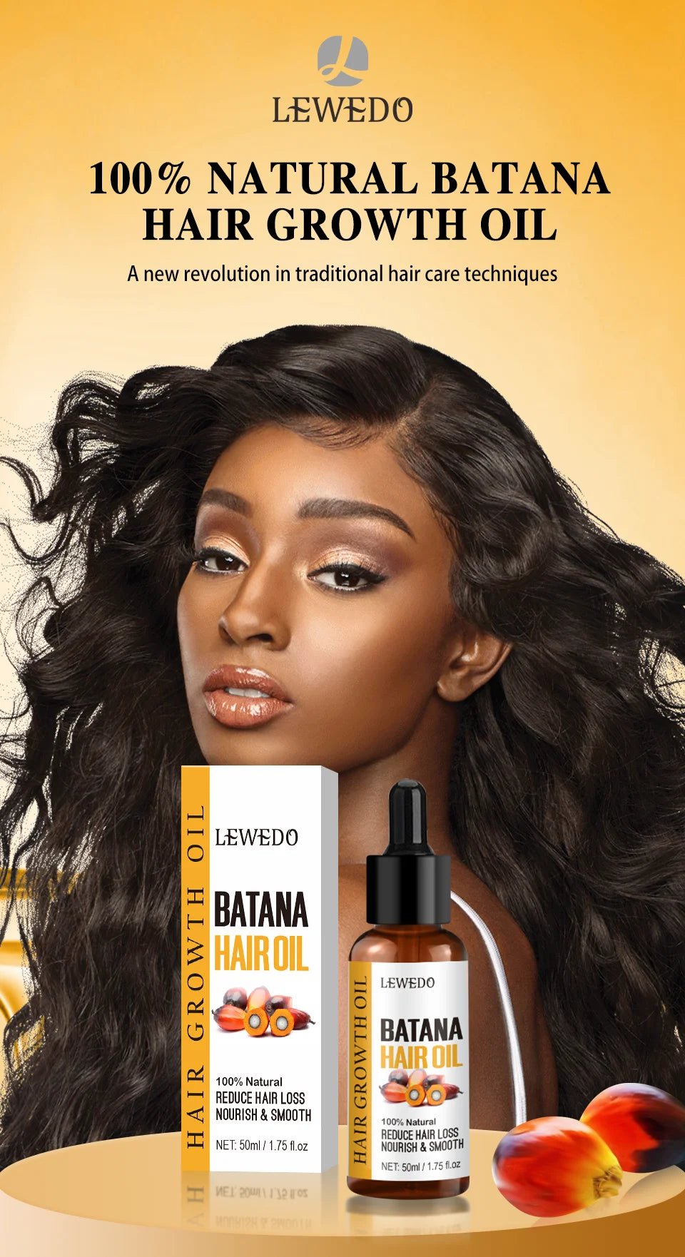 Lewedo Naturals Óleo de Batana Puro – Crescimento Rápido e Cuidado Saudável para Cabelos Masculinos e Femininos