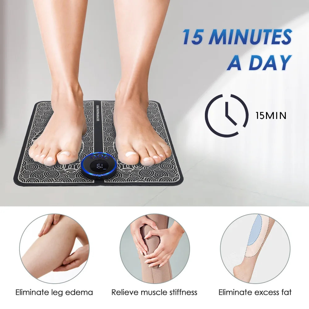Massageador Elétrico de Pés EMS – Alívio de Dores, Estímulo Muscular e Melhora da Circulação