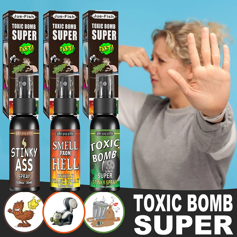 Plastic Gag Spray Can para adultos e crianças, não tóxico, brinquedos engraçados, fedido, brincadeira, festa de Halloween, 30ml