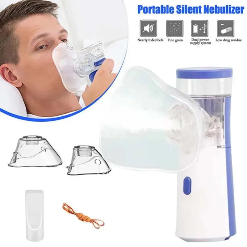 Nebulizador Médico Portátil de Malha Silenciosa – Inalador para Asma, Crianças e Adultos | Mini Atomizador USB com Umidificação