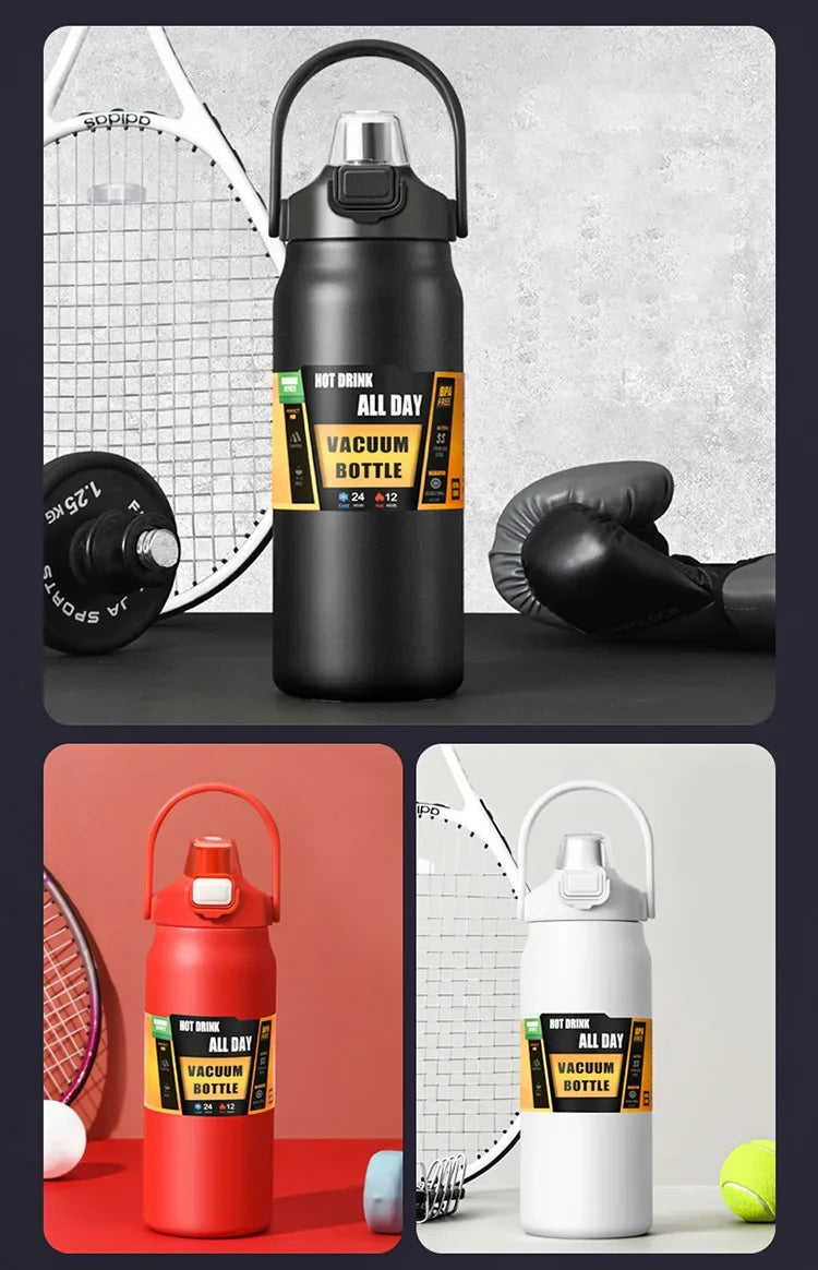 🥤 Garrafa Térmica Portátil em Aço Inoxidável 304 – Isolamento a Vácuo para Bebidas Frias e Quentes com Canudo | Ideal para Esportes e Viagens