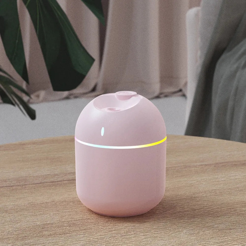 Umidificador de Ar 270ml com Luz Noturna LED – Difusor de Aroma USB com Névoa Fria e Desligamento Automático | Para Escritório e Casa