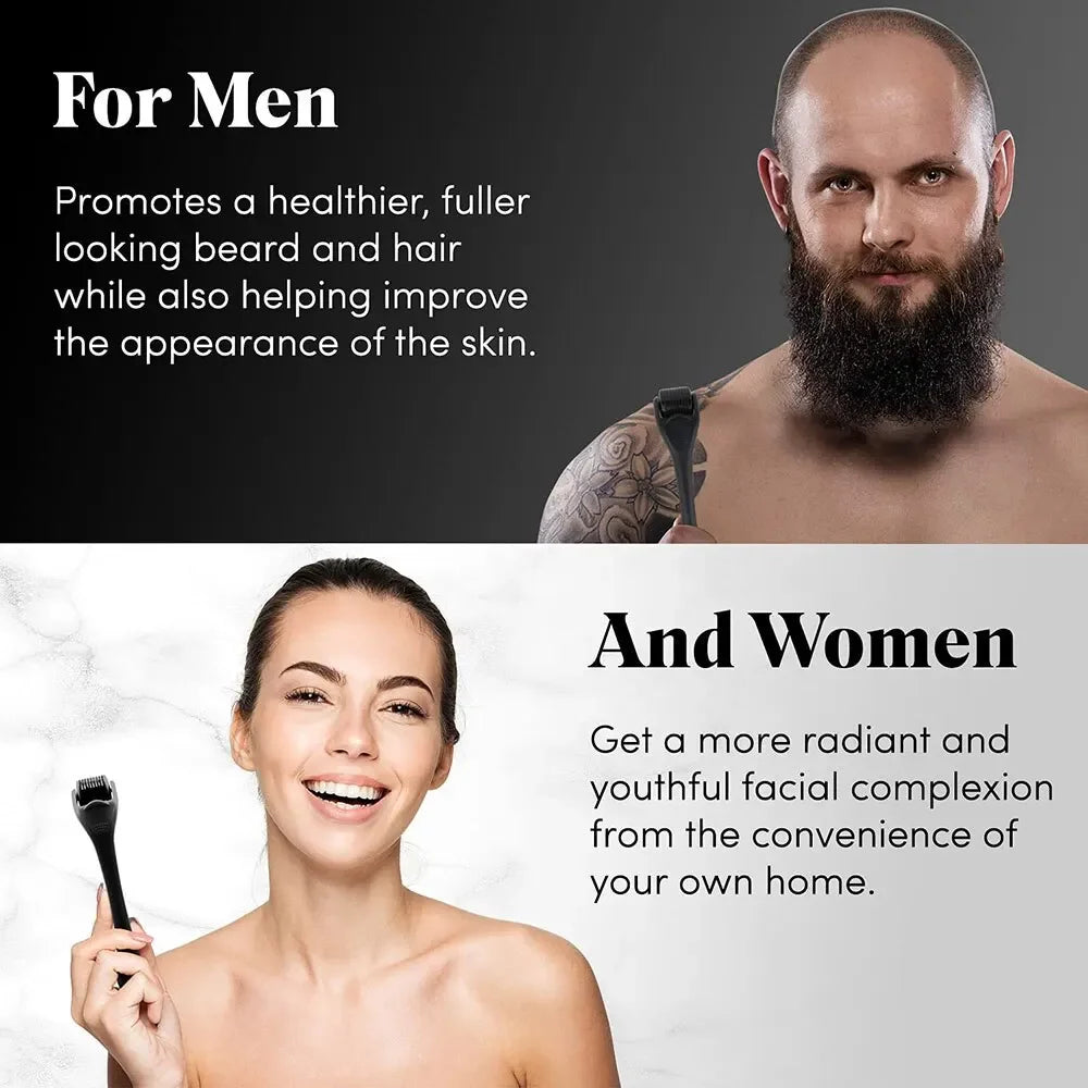 Derma Roller de Titânio 540 Microagulhas – Tratamento para Crescimento Capilar e Barba