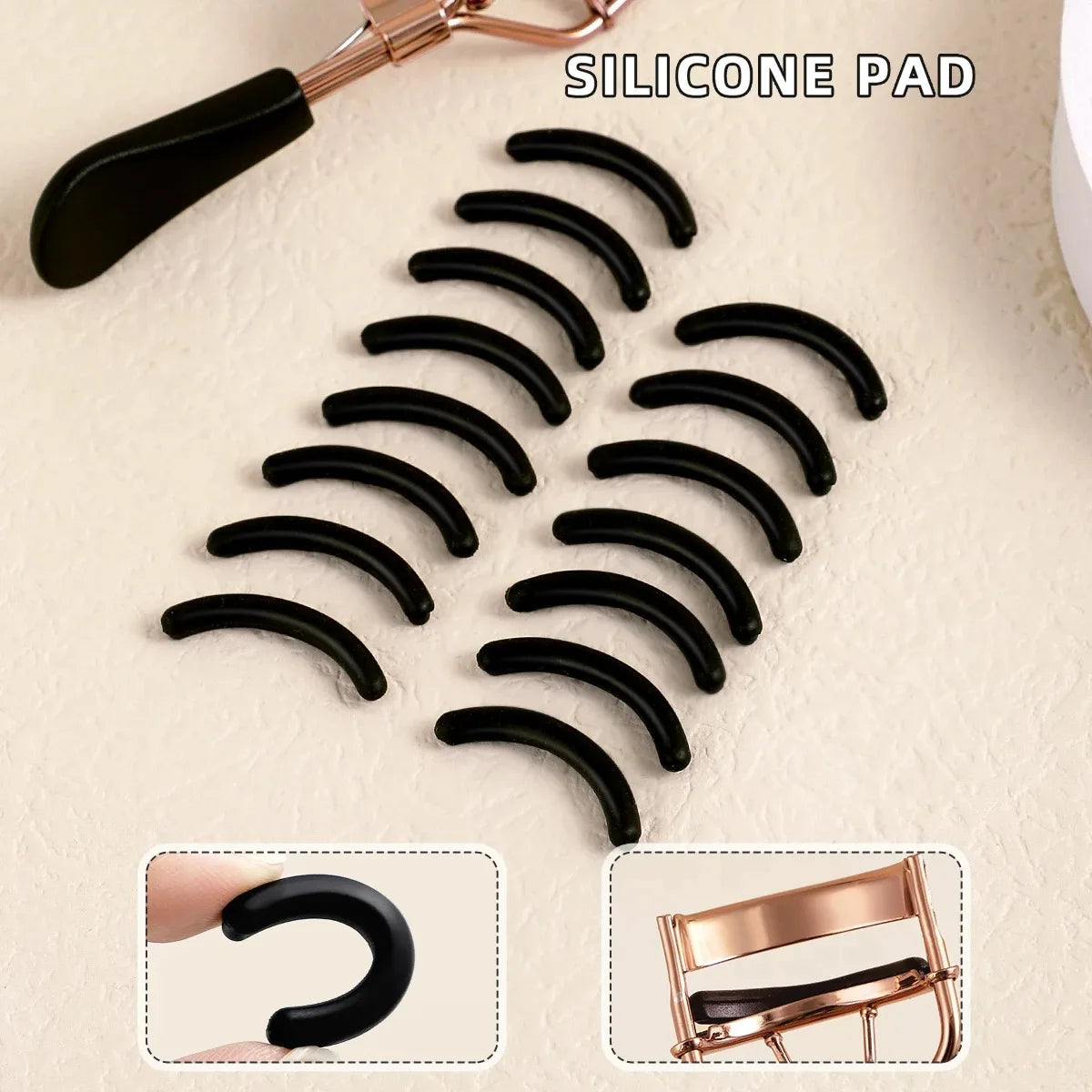 Modelador de cílios portátil com 15 almofadas de silicone e modelador de cílios em aço inoxidável, usado para extensão de cílios e ferramentas de ondulação