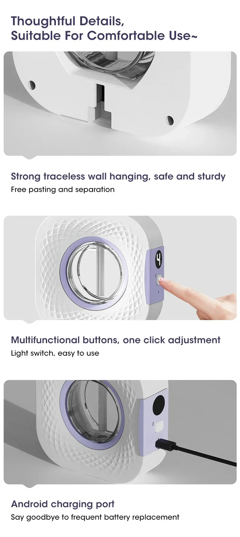 Difusor de Aroma Inteligente com Display Digital – Purificador de Ar com 4 Níveis de Intensidade | Para Óleos Essenciais | USB, Mesa ou Parede